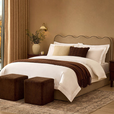 Feather & Black Wavy Ottoman Storage Bed - Chenille Oatmeal