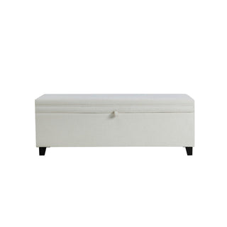Feather & Black Windermere Storage Ottoman - Chenille Ecru