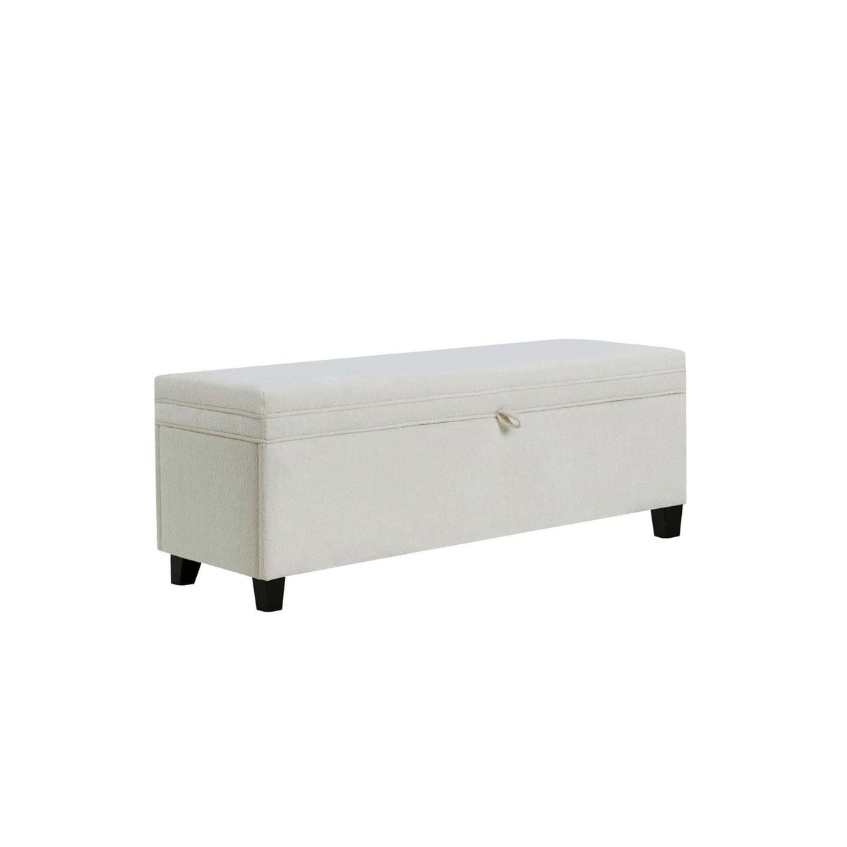 Feather & Black Windermere Storage Ottoman - Chenille Ecru