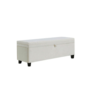 Feather & Black Windermere Storage Ottoman - Chenille Ecru