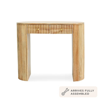 Finley Mango Wood Dressing Feather & Black Table Console - Natural