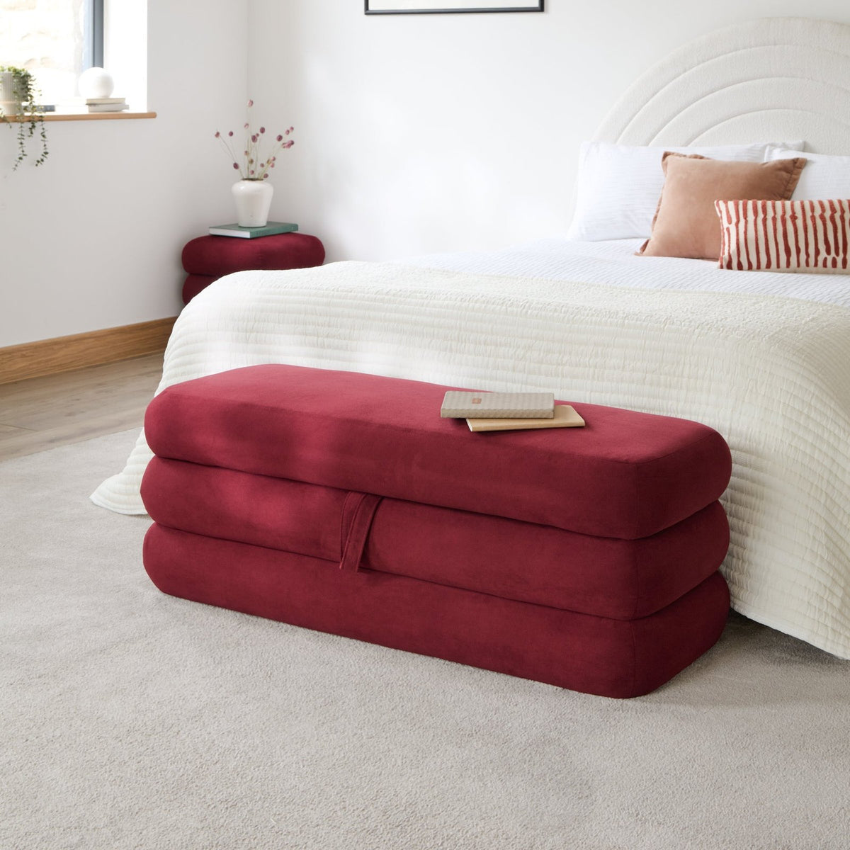 Fleur Large Storage Ottoman - Burgundy Red – Laura Ashley UK