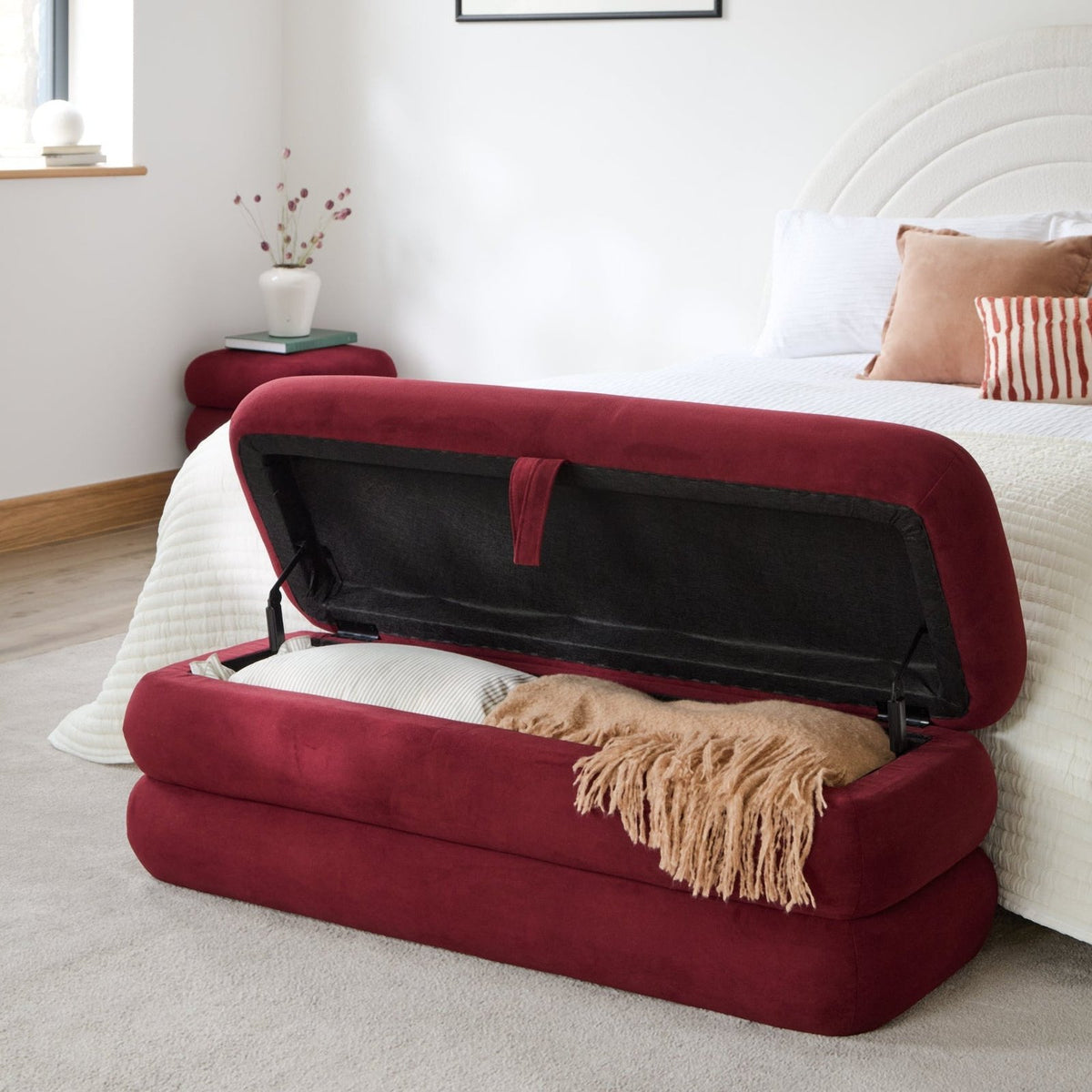 Fleur Large Storage Ottoman - Burgundy Red – Laura Ashley UK