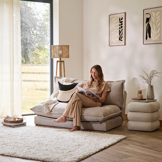 Fleur Ottoman Footstool Laura Ashley - Chalk White Boucle