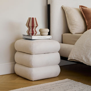 Fleur Ottoman Footstool Laura Ashley - Chalk White Boucle