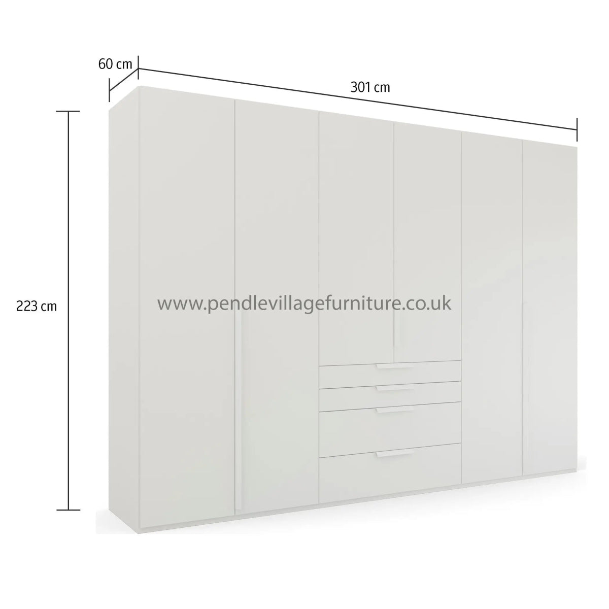 Frans 300cm Decor 6 Door Wardrobe With Drawers – Laura & Ashley