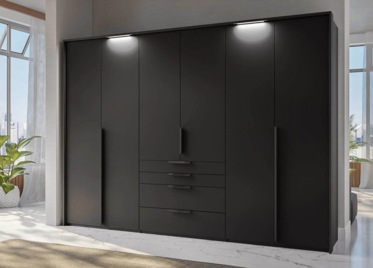 Frans 300cm Glass 6 Laura Ashley Door Wardrobe With Drawers