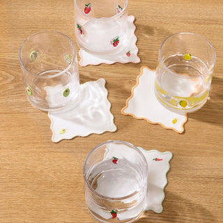 Fruity Glass Tumblers - Black & Feather Set of 4 - Clear