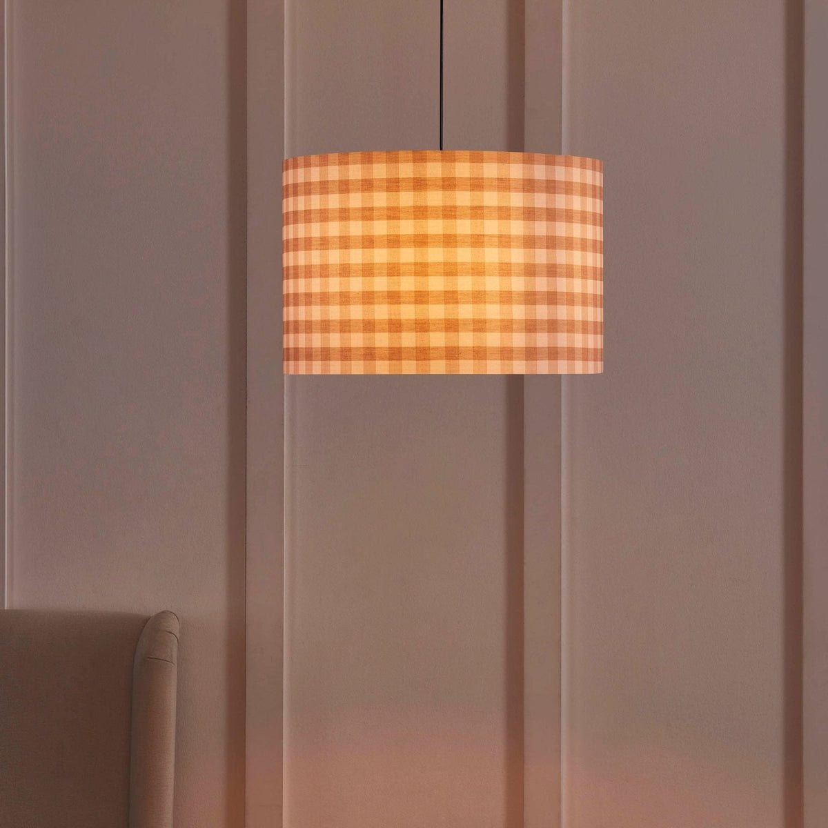 Gabriella Gingham Ceiling Shade - Natural – Black & Feather
