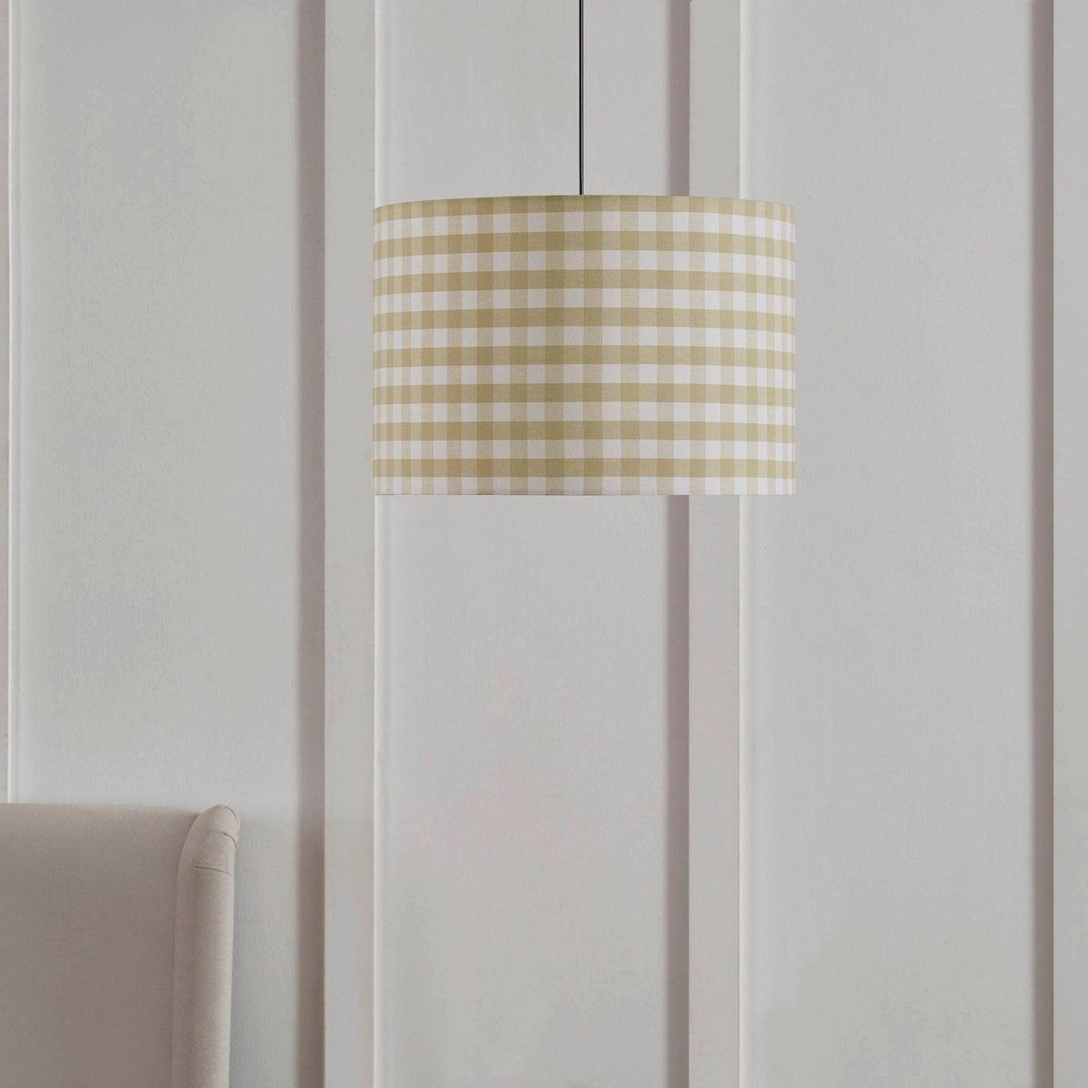Gabriella Gingham Ceiling Shade - Natural – Black & Feather