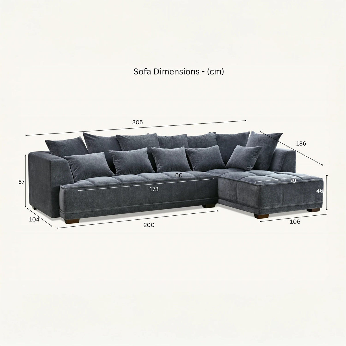 Gatsby Lare Steel Grey Laura Ashley Fabric Chaise Corner Sofa