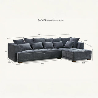 Gatsby Lare Steel Grey Laura Ashley Fabric Chaise Corner Sofa