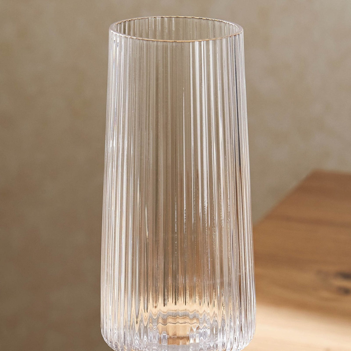 Gatsby Set of 4 Ripple Black & Feather Glass Champagne Flutes - Clear