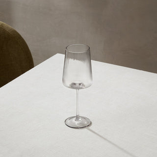 Gatsby Set of 4 Ripple Black & Feather Glass Wine Glasses - Smoked