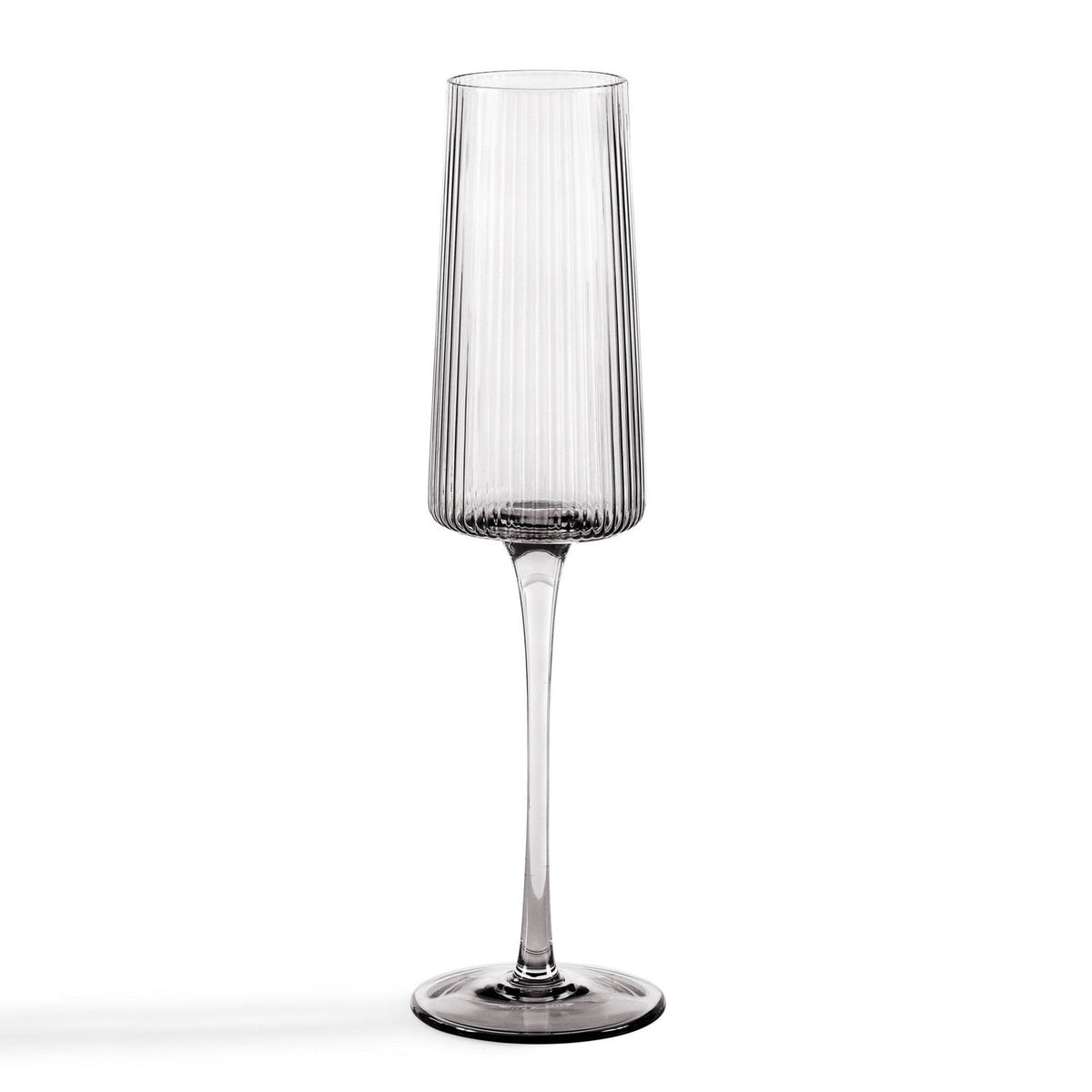 Gatsby Set of 4 Ripple Glass Champagne Flutes - Smoked – Black & Feather