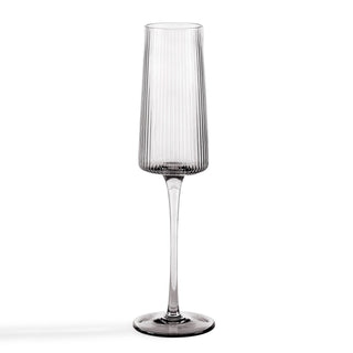 Gatsby Set of 4 Ripple Glass Champagne Flutes - Smoked – Black & Feather
