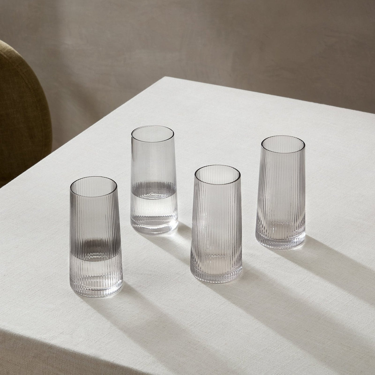 Gatsby Set of 4 Ripple Glass Highballs - Smoked – Feather & Black