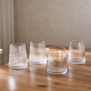 Gatsby Set of 4 Ripple Glass Tumblers - Clear – Black & Feather