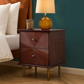 Georgie 2 Drawer Bedside Table - Mahogany – Feather & Black