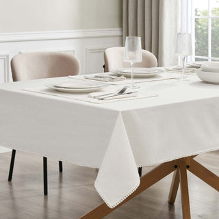 Girona Pom Pom Tablecloth - White