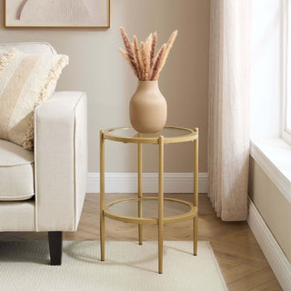 Glass Round Side Table - Gold – Black & Feather