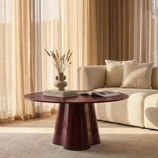 Hadley Round Coffee Table | Cherry Red Laura Ashley Sandblasted Glass & High Gloss Cherry Red