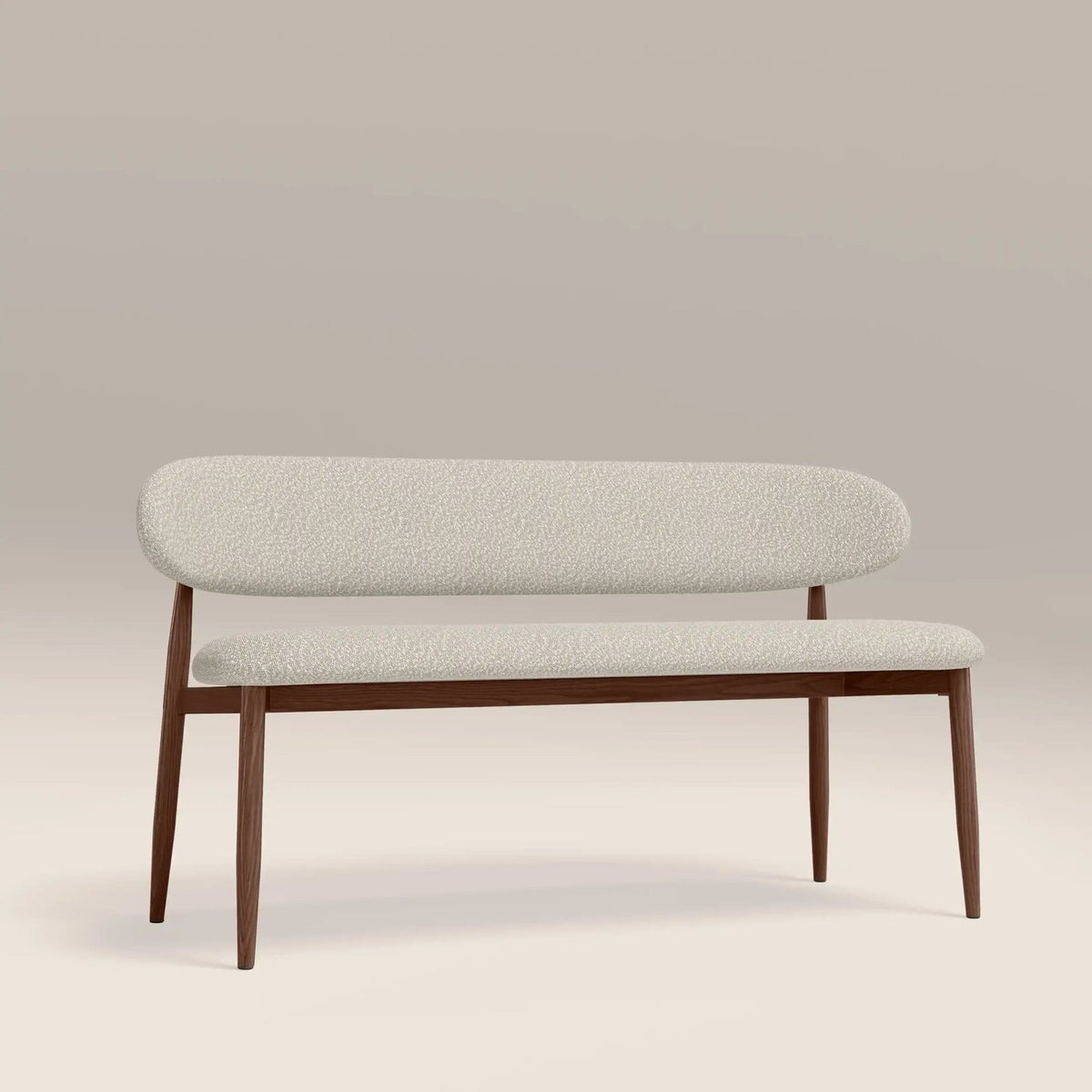 Halston 3 Seater Dining Bench | Speckled Stone Sustainable Boucle &amp; Walnut – Laura Ashley UK