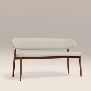 Halston 3 Seater Dining Bench | Speckled Stone Sustainable Boucle &amp; Walnut – Laura Ashley UK