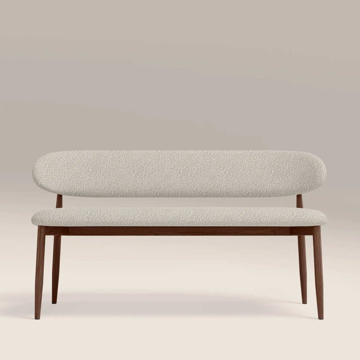 Halston 3 Seater Dining Bench | Speckled Stone Sustainable Boucle &amp; Walnut – Laura Ashley UK