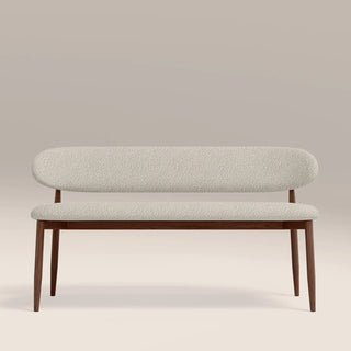 Halston 3 Seater Dining Bench | Speckled Stone Sustainable Boucle &amp; Walnut – Laura Ashley UK