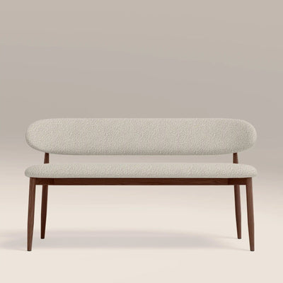 Halston 3 Seater Dining Bench | Speckled Stone Sustainable Boucle &amp; Walnut – Laura Ashley UK