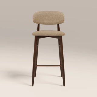 Halston Bar Stool | Latte Sustainable Fabric & Walnut – Laura Ashley