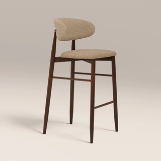 Halston Bar Stool | Latte Sustainable Fabric & Walnut – Laura Ashley