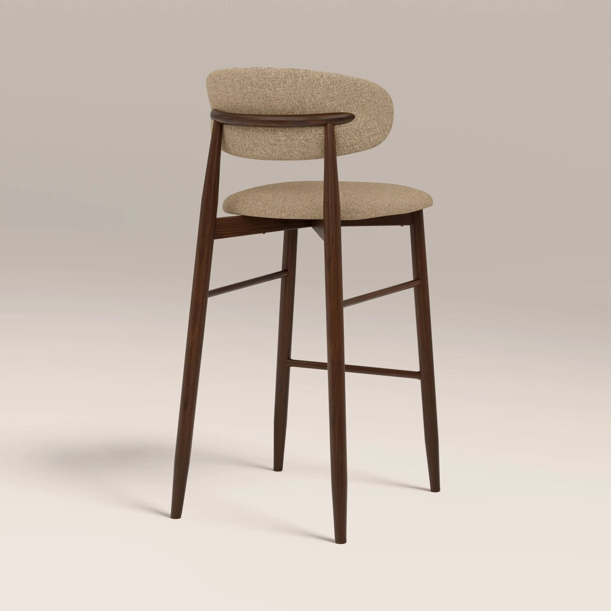 Halston Bar Stool | Latte Sustainable Fabric & Walnut – Laura Ashley
