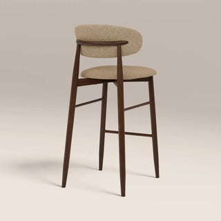 Halston Bar Stool | Latte Sustainable Fabric & Walnut – Laura Ashley