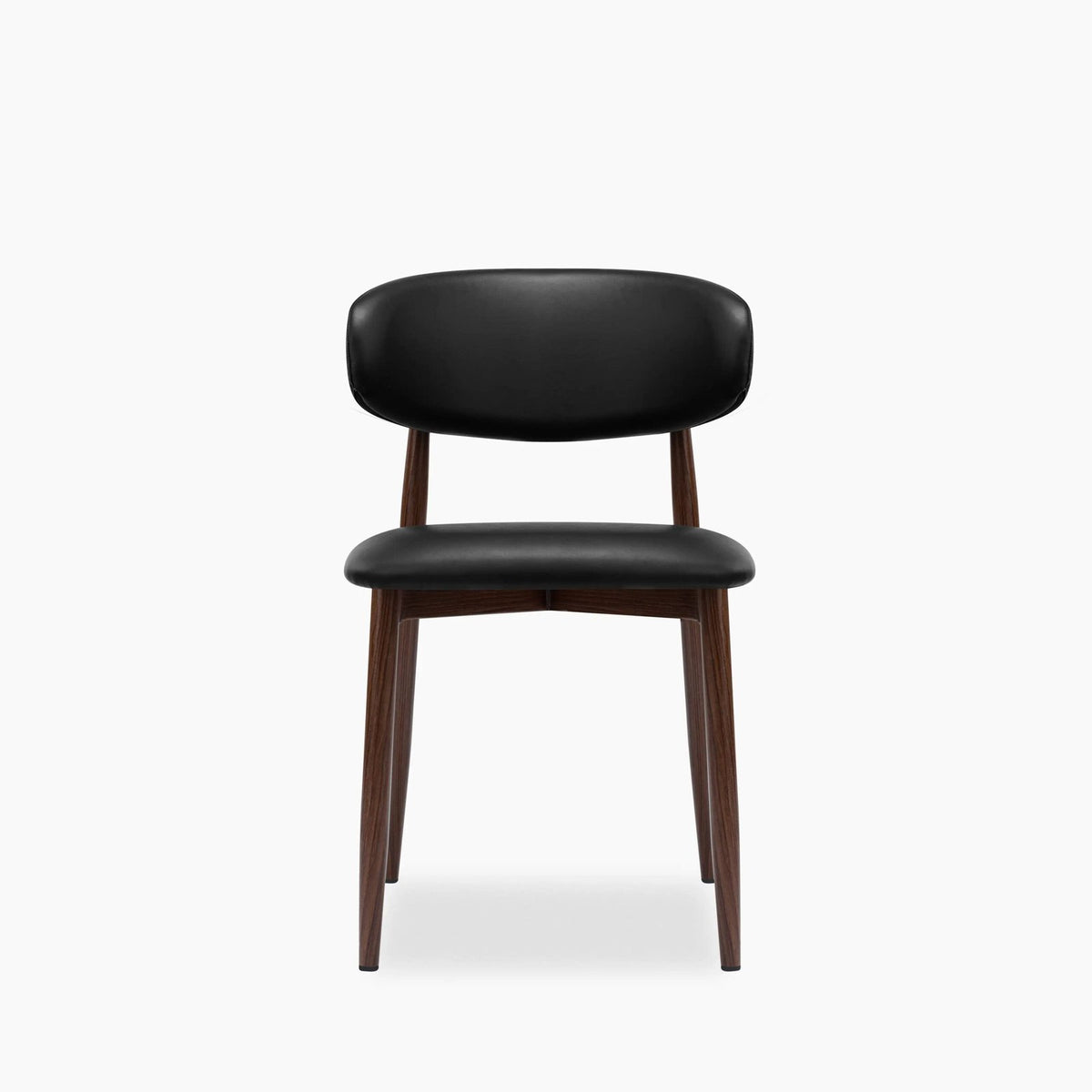 Halston Dining Chair | Vintage Black Faux Leather & Walnut – Laura Ashley