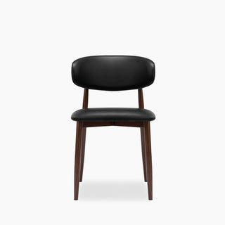 Halston Dining Chair | Vintage Black Faux Leather & Walnut – Laura Ashley