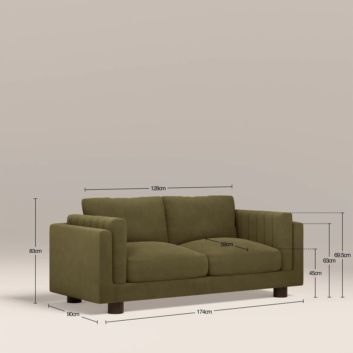 Halton 2 Seater Sofa | Moss Green Sustainable Mohair Velvet – Laura Ashley