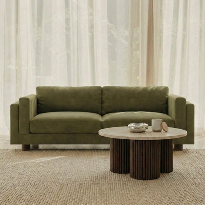 Halton 3 Seater Sofa | Laura Ashley UK Moss Green Sustainable Mohair Velvet