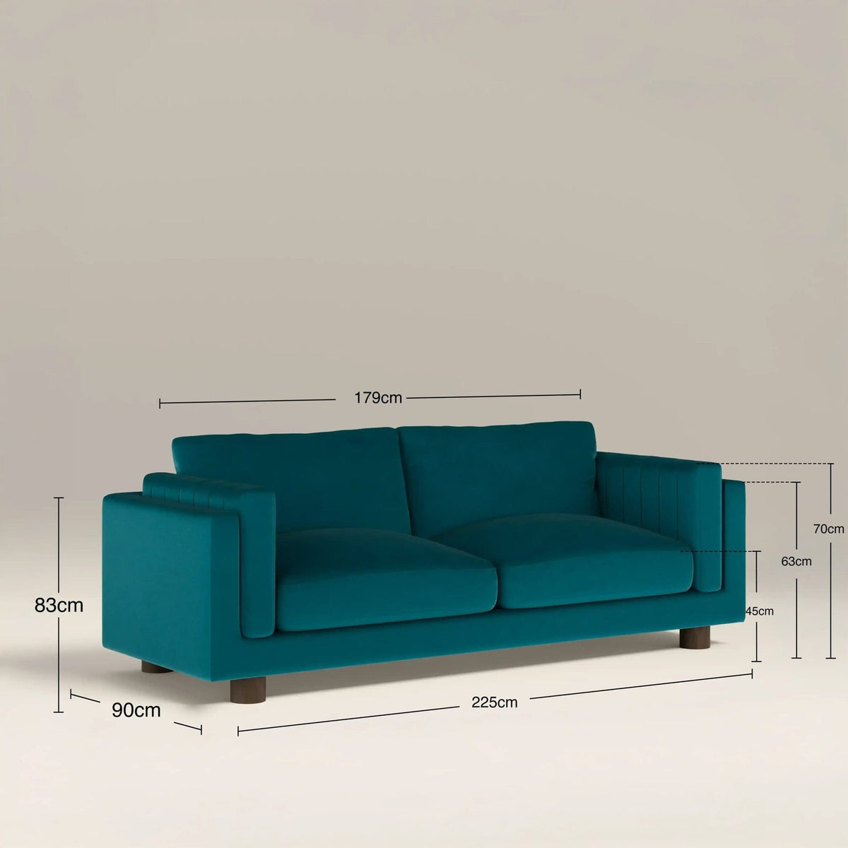 Halton 3 Seater Sofa Laura Ashley UK | Teal Sustainable Velvet