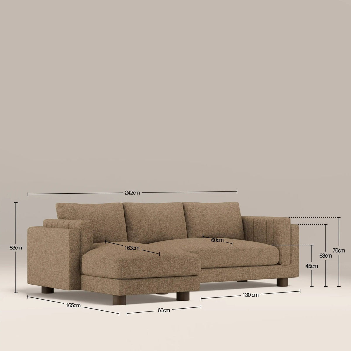 Halton Left Hand Chaise Laura Ashley Sofa | Speckled Cappuccino Boucle