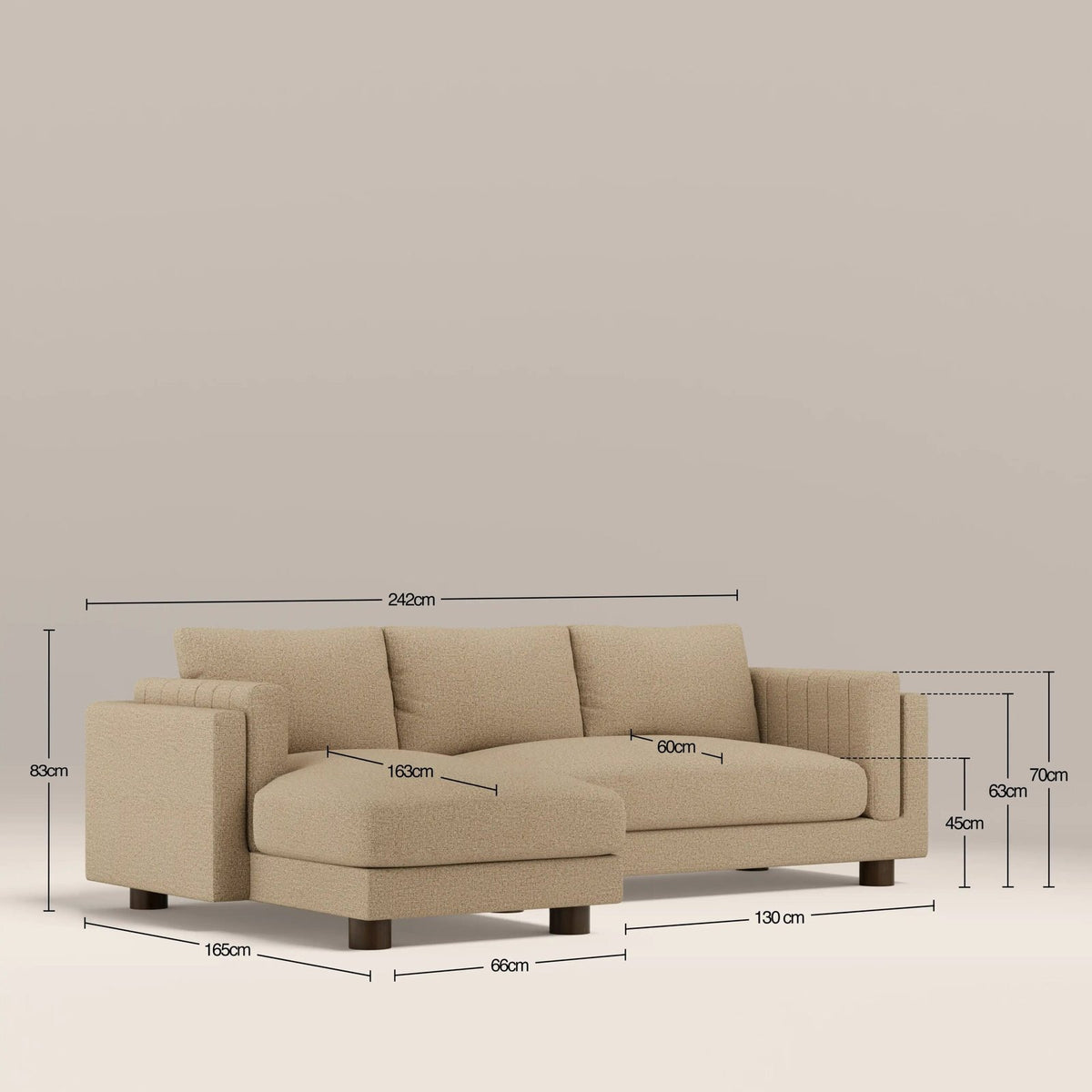 Halton Left Hand Chaise Sofa | Speckled Latte Boucle – Laura Ashley UK