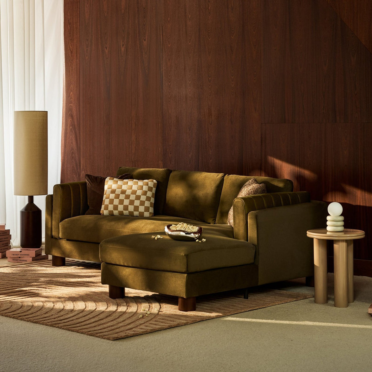 Halton Right Hand Chaise Sofa | Moss Green Sustainable Mohair Velvet – Laura Ashley UK