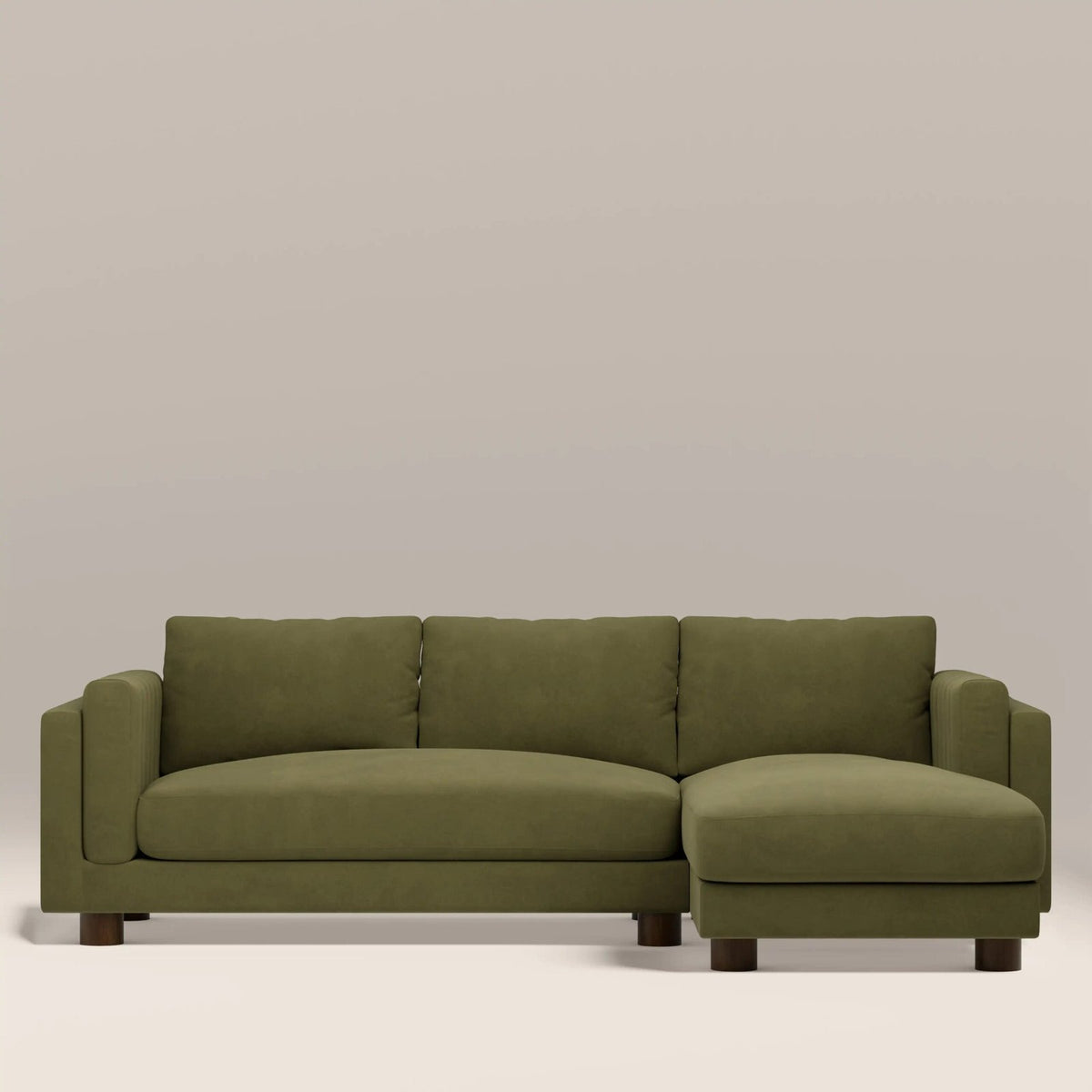 Halton Right Hand Chaise Sofa | Moss Green Sustainable Mohair Velvet – Laura Ashley UK