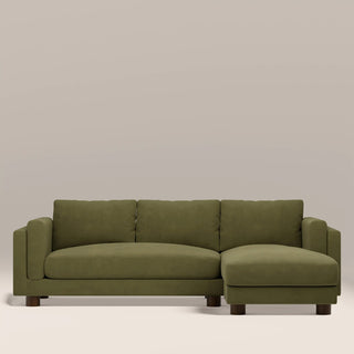 Halton Right Hand Chaise Sofa | Moss Green Sustainable Mohair Velvet – Laura Ashley UK