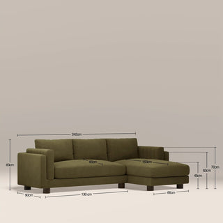 Halton Right Hand Chaise Sofa | Moss Green Sustainable Mohair Velvet – Laura Ashley UK