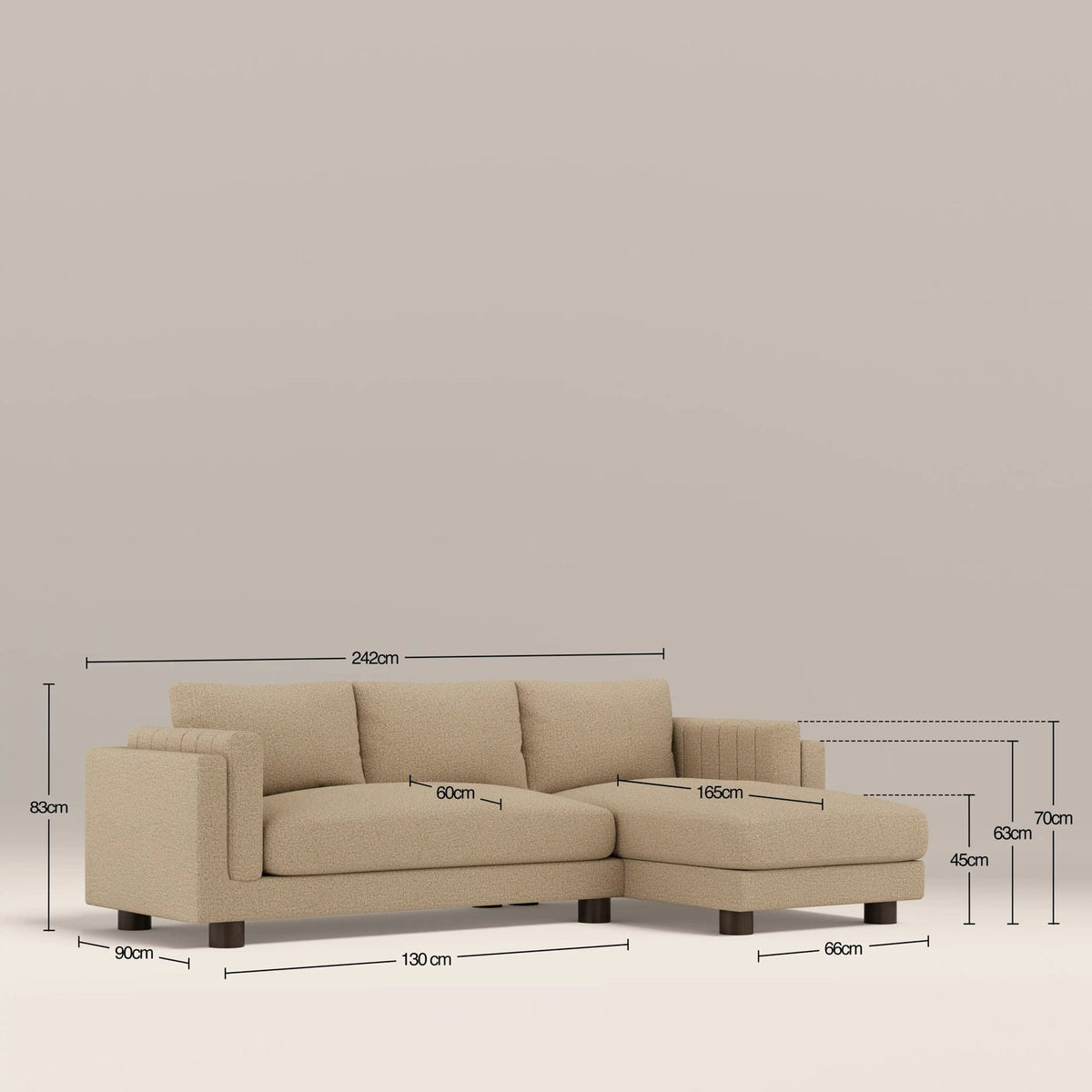 Halton Right Hand Chaise Sofa | Speckled Latte Boucle – Laura Ashley UK