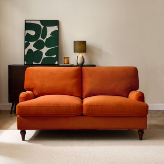 Hampshire 2 Seater Feather & Black Sofa - Bright Orange