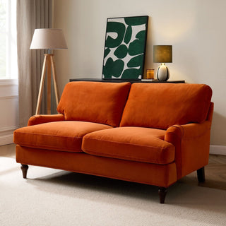 Hampshire 2 Seater Feather & Black Sofa - Bright Orange