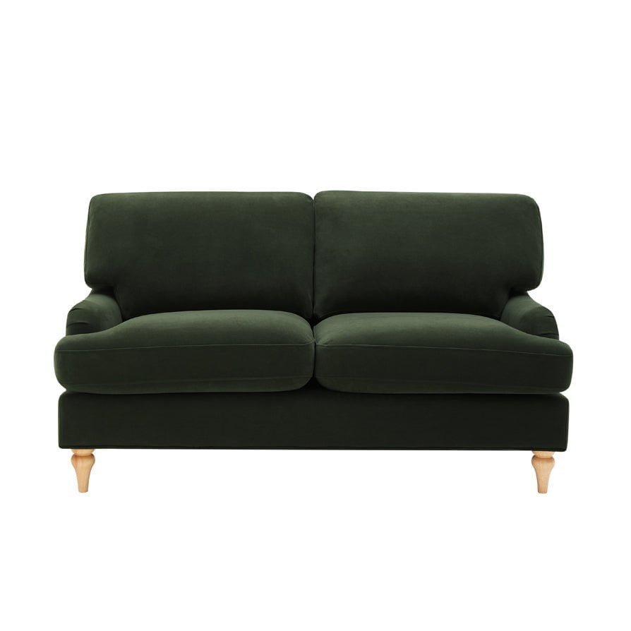 Hampshire 2 Seater Sofa Black & Feather - Dark Olive Green
